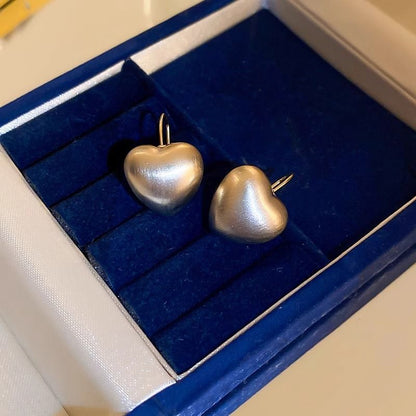 Drop Earring Brushed Alloy Heart