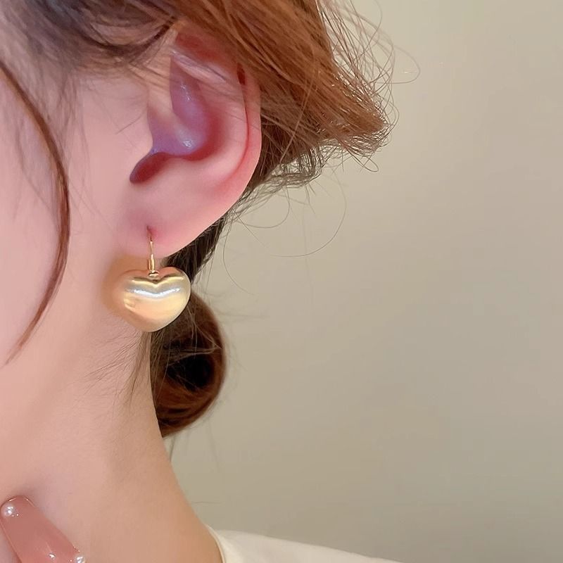 Drop Earring Brushed Alloy Heart