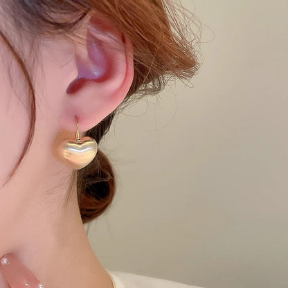 Drop Earring Brushed Alloy Heart