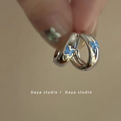 Earring Glaze Butterfly Alloy Huggie