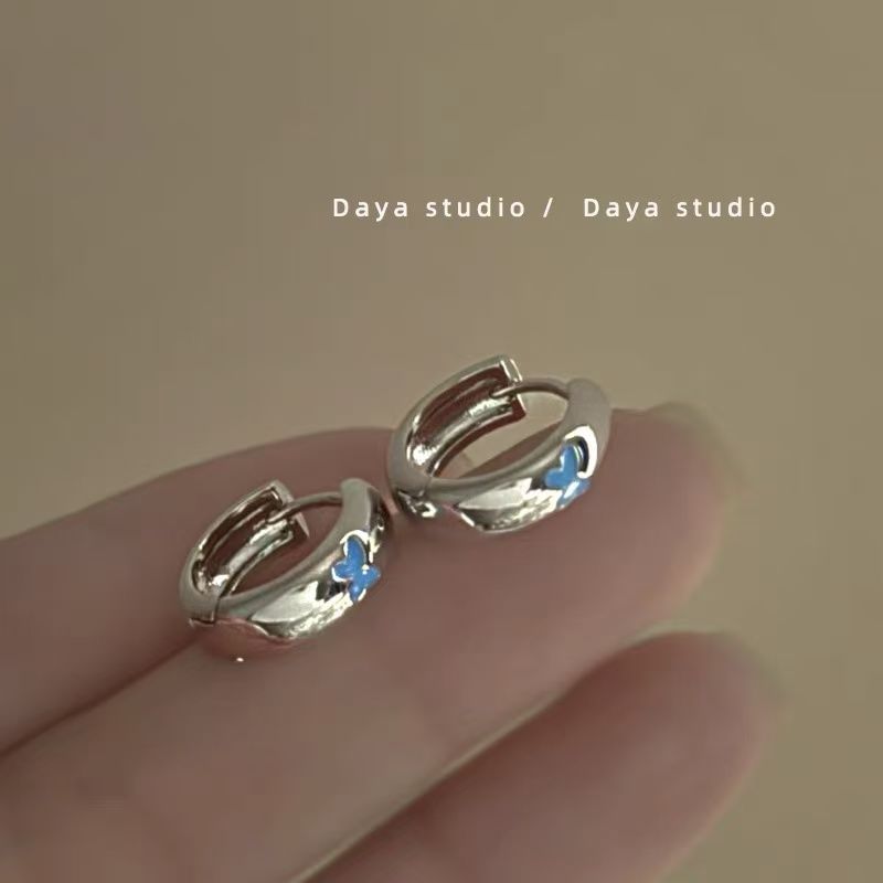 Earring Glaze Butterfly Alloy Huggie