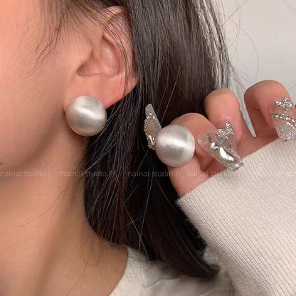Brushed Stud Earring Bead Alloy