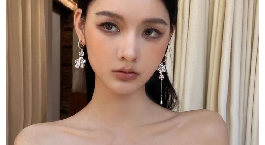 Floral Earring Dangle Alloy Asymmetrical