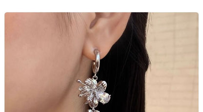 Floral Earring Dangle Alloy Asymmetrical