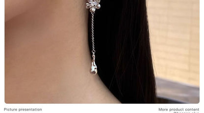 Floral Earring Dangle Alloy Asymmetrical