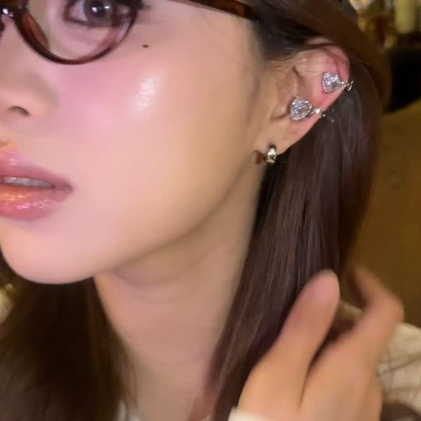 Ear Heart Set Rhinestone of 4: Alloy Cuff