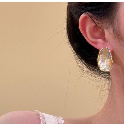 Floral Alloy Glaze Statement Earring