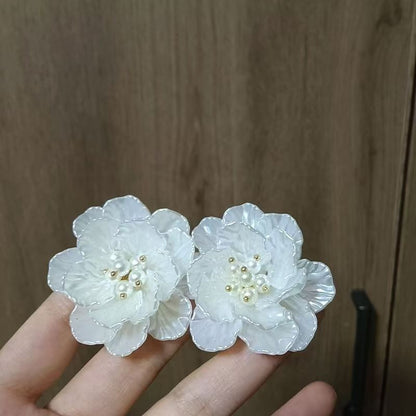 Faux Statement Pearl Earring Alloy Floral