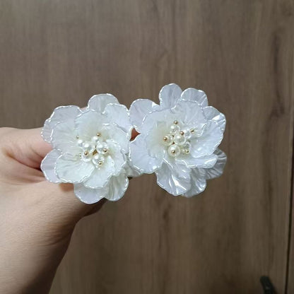 Faux Statement Pearl Earring Alloy Floral