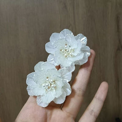 Faux Statement Pearl Earring Alloy Floral