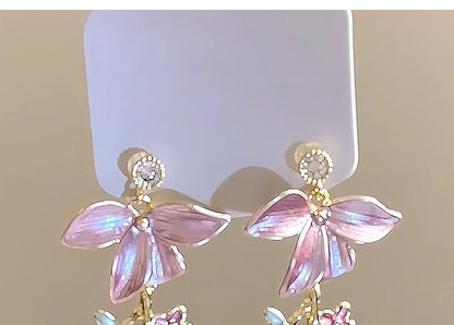 Floral Alloy Dangle Earring