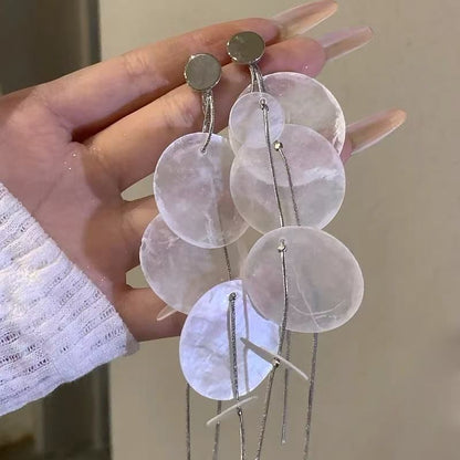 Disc Earring Shell Alloy Statement