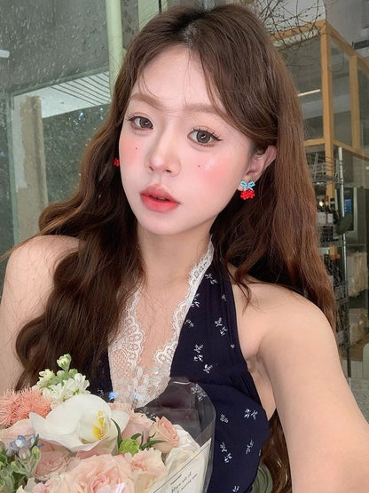 Stud Earring Cherry Bead