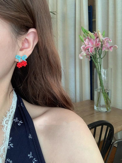 Stud Earring Cherry Bead