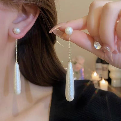 Faux Earring Alloy Pearl Droplet Dangle