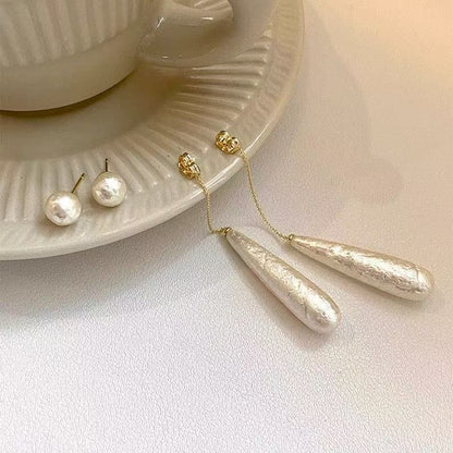 Faux Earring Alloy Pearl Droplet Dangle