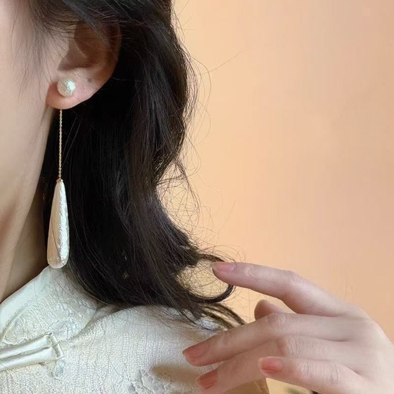 Faux Earring Alloy Pearl Droplet Dangle