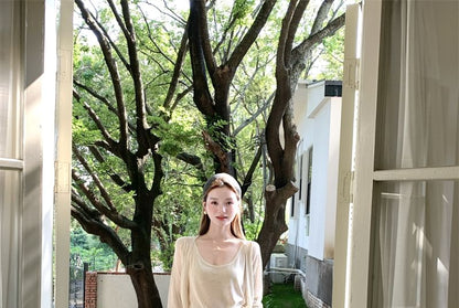 Knit Tank with Cardigan and Drawstring Pencil Maxi Skirt Set