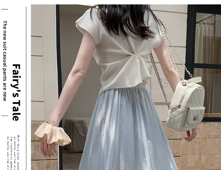 High-Waist Plain Maxi Flared Skirt