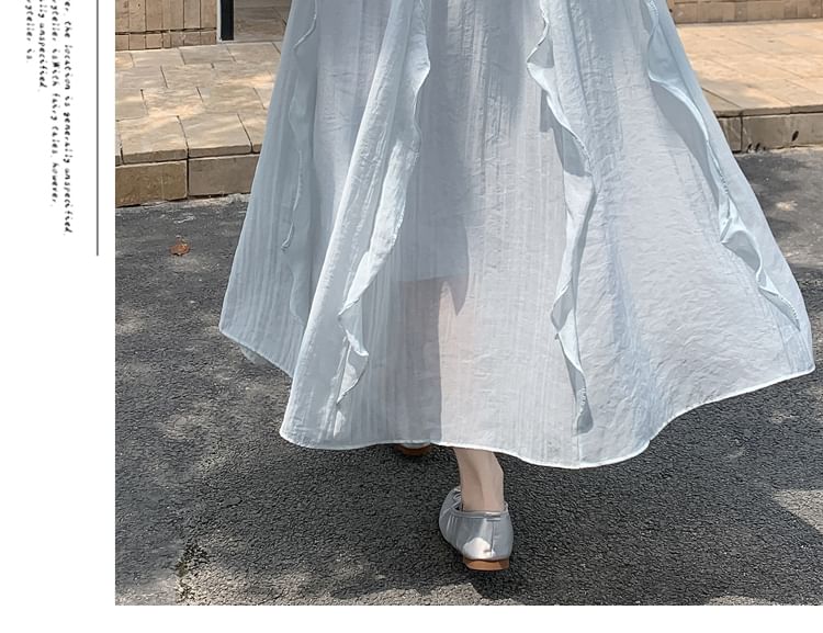 High-Waist Plain Maxi Flared Skirt