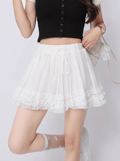 Low-Rise Plain Mini Flared Skirt