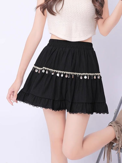 High-Waist Plain Mini A-Line Skirt