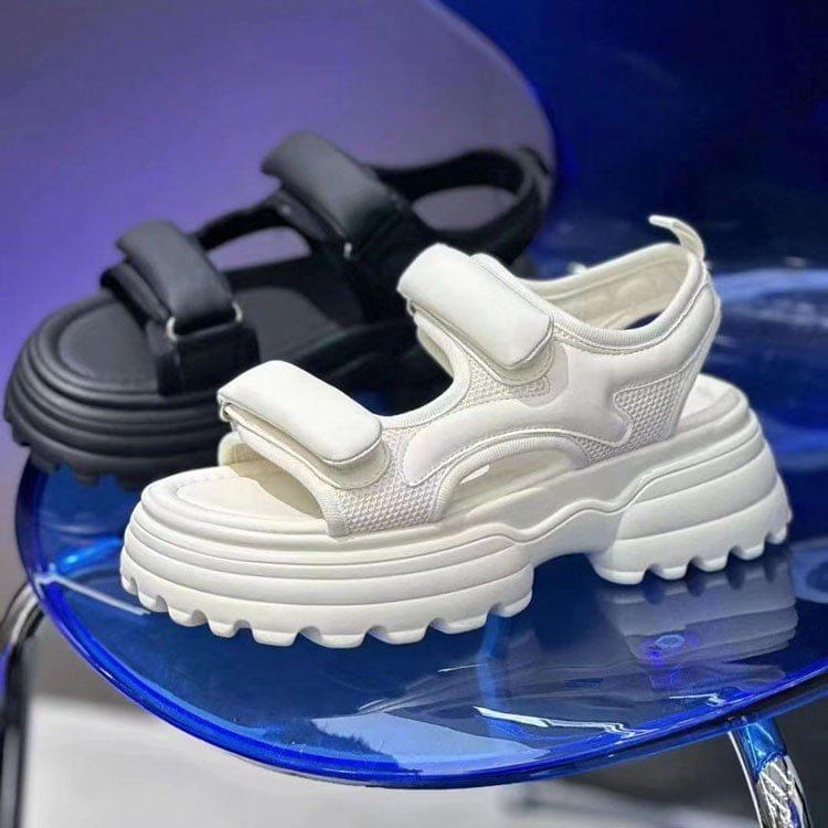 Platform Chunky Heel Hook & Loop Sandals