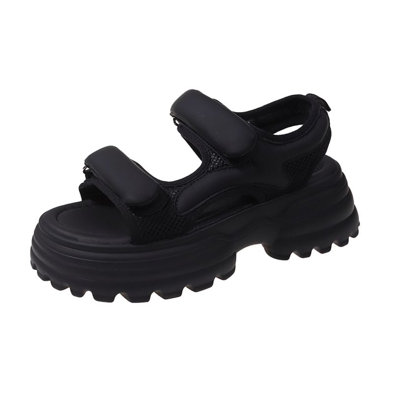 Platform Chunky Heel Hook & Loop Sandals