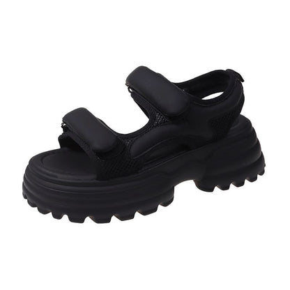 Platform Chunky Heel Hook & Loop Sandals