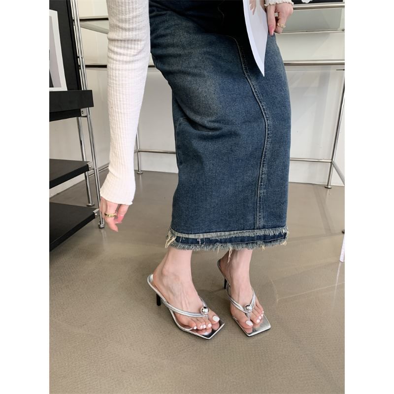 High Heel Square Toe Sandals