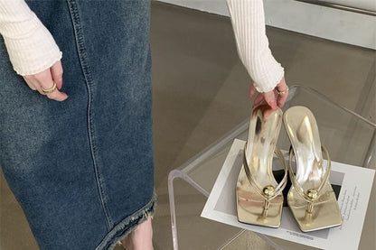 High Heel Square Toe Sandals
