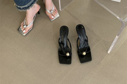 High Heel Square Toe Sandals