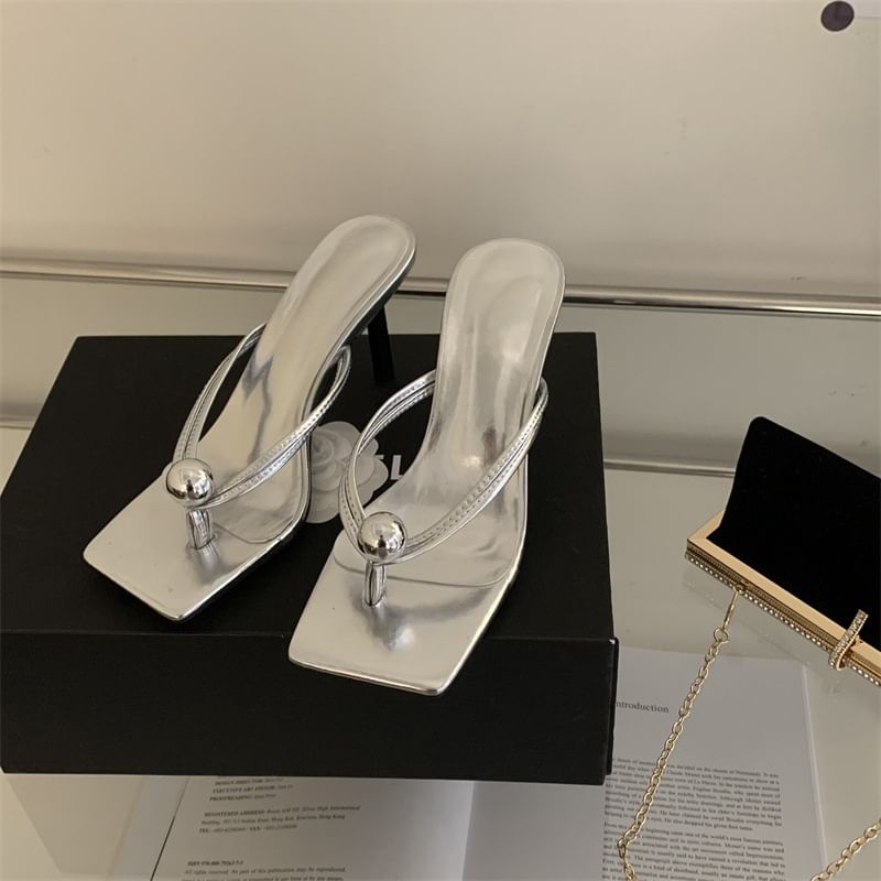 High Heel Square Toe Sandals