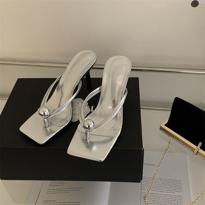 High Heel Square Toe Sandals