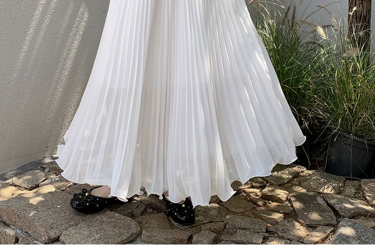 High-Rise Mesh Maxi Flared Skirt