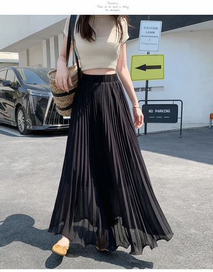 High-Rise Mesh Maxi Flared Skirt