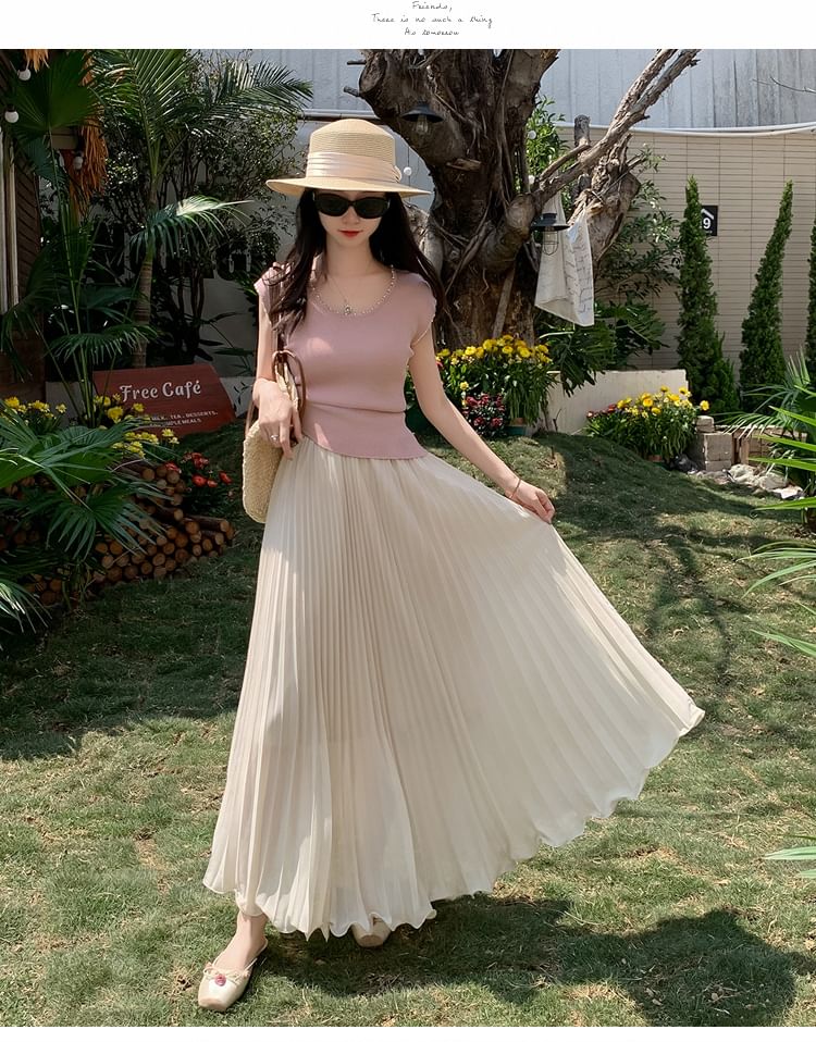 High-Rise Mesh Maxi Flared Skirt