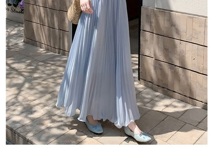 High-Rise Mesh Maxi Flared Skirt
