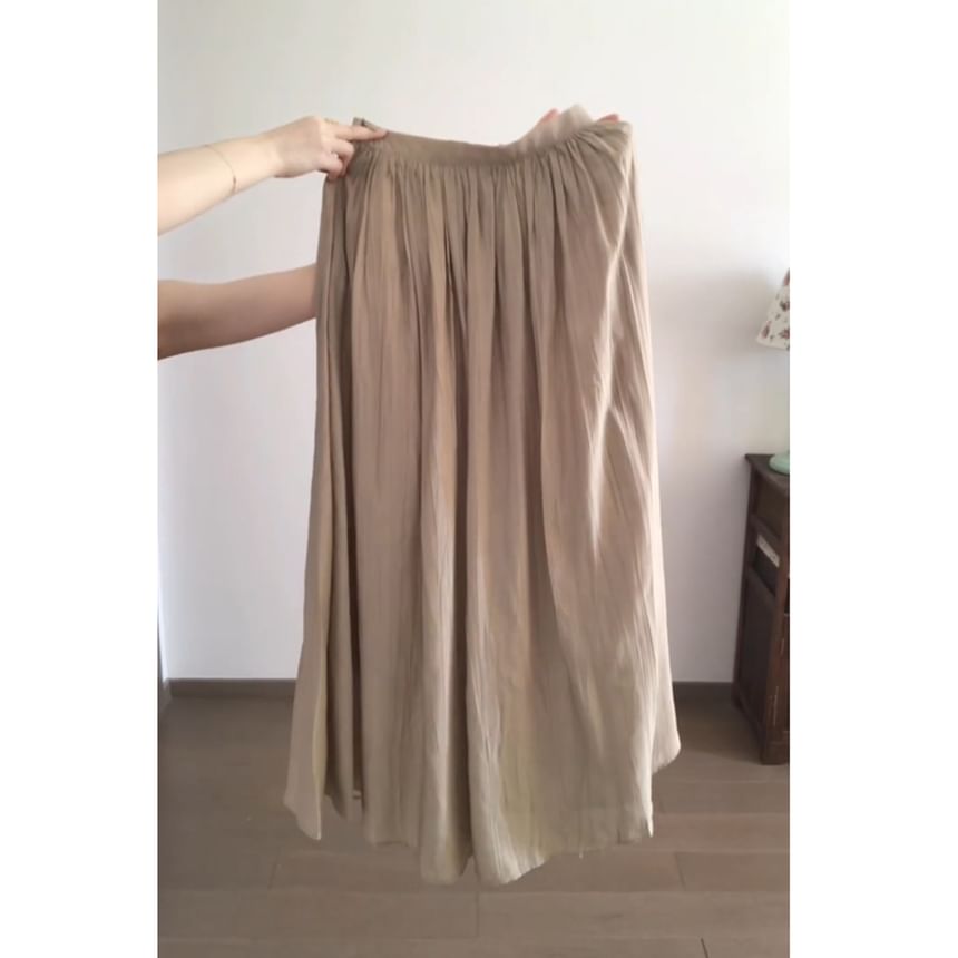 High-Rise Plain Maxi Flared Skirt