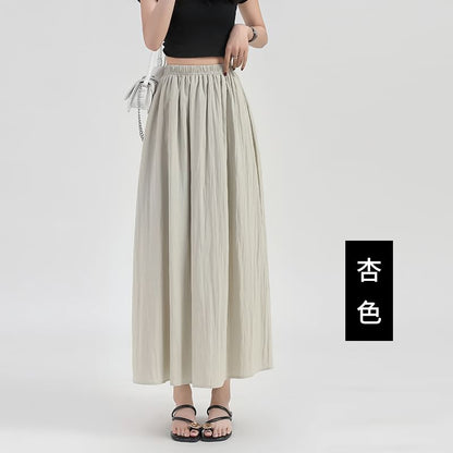 High-Rise Plain Maxi Flared Skirt