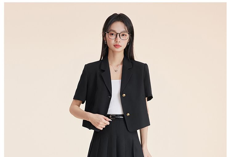 Blazer and Pleated Midi Skirt Set