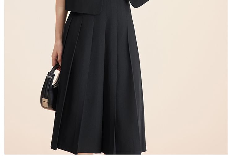 Blazer and Pleated Midi Skirt Set