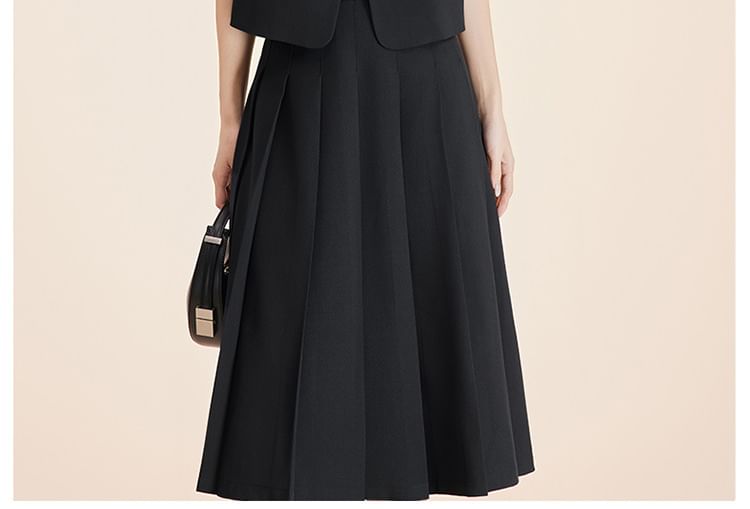 Blazer and Pleated Midi Skirt Set