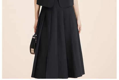 Blazer and Pleated Midi Skirt Set