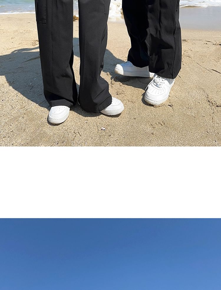 Couple Matching Plain Loose Fit Cargo Pants