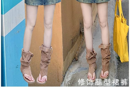 Washed Denim Mini Skirt with Low Rise