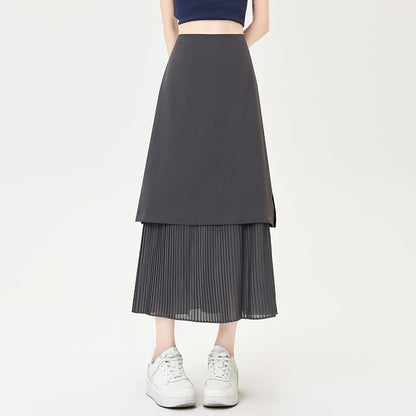 Striped Maxi Flared Skirt with High Waist