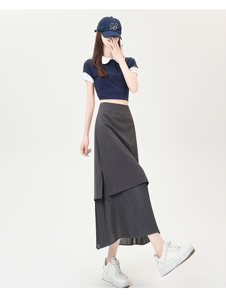 Striped Maxi Flared Skirt with High Waist