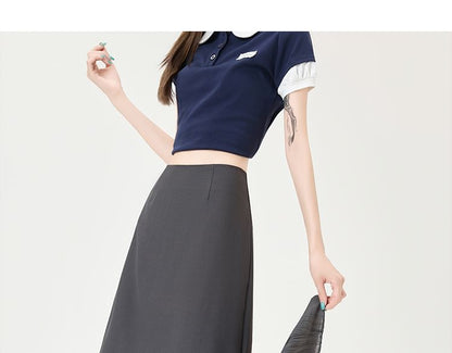Striped Maxi Flared Skirt with High Waist