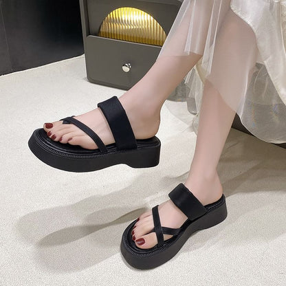 Platform Faux Leather Toe Loop Sandals